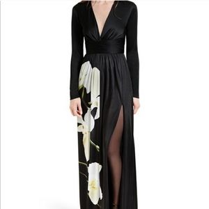 Altuzzara • Black Long Sleeve Orchid Gown